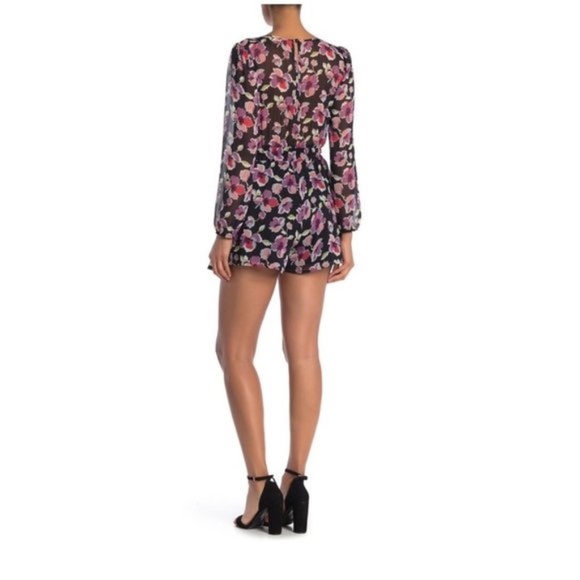 ROW A Long Sleeve Floral Print Godet Romper - Picture 2 of 5